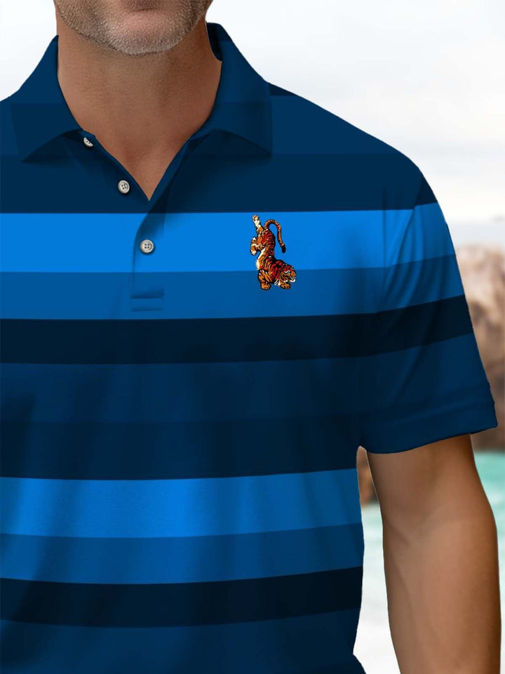 Alohadaddy® Casual Stripe Tiger Art Print Stretch Men&