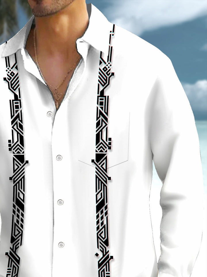 Alohadaddy® Casual Stripe Printed Art Pocket Stretch Men&
