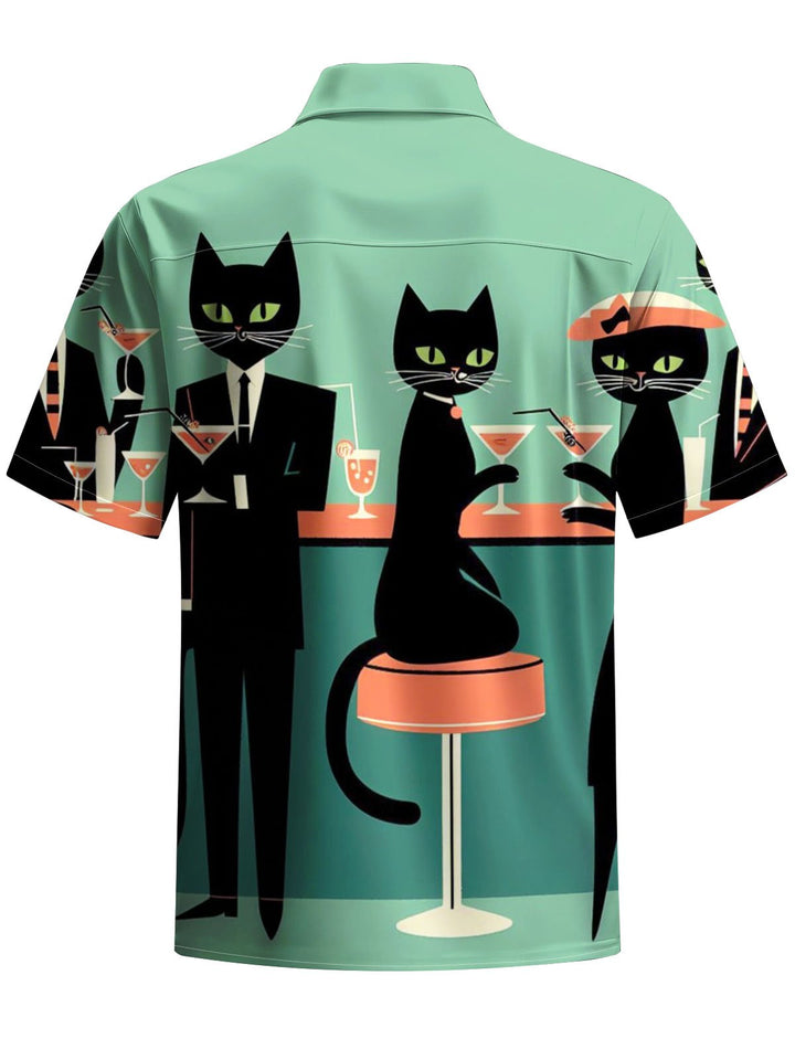 Alohadaddy® Vintage Cat Print Pocket Stretch Men&