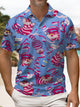 Alohadaddy® Casual Cartoon Fun Print Button Stretch Men's Short Sleeve Polo Shirt Big & Tall