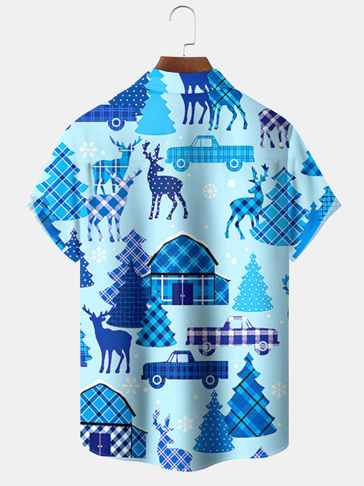 Alohadaddy® Christmas Geometric Fir Print Pocket Elastic Button Men&