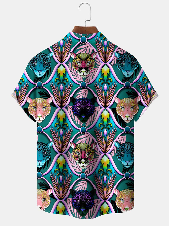 Alohadaddy® Vintage Leopard Court Geometric Print Pocket Stretch Men&