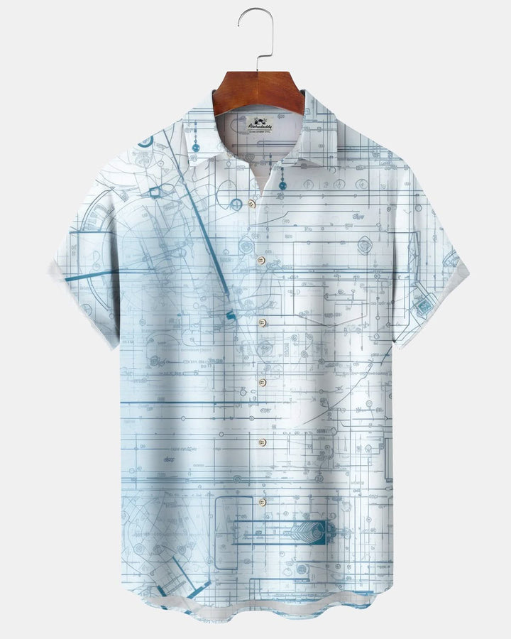 Alohadaddy® Casual Striped Line Printed Pocket Elastic Button Men&