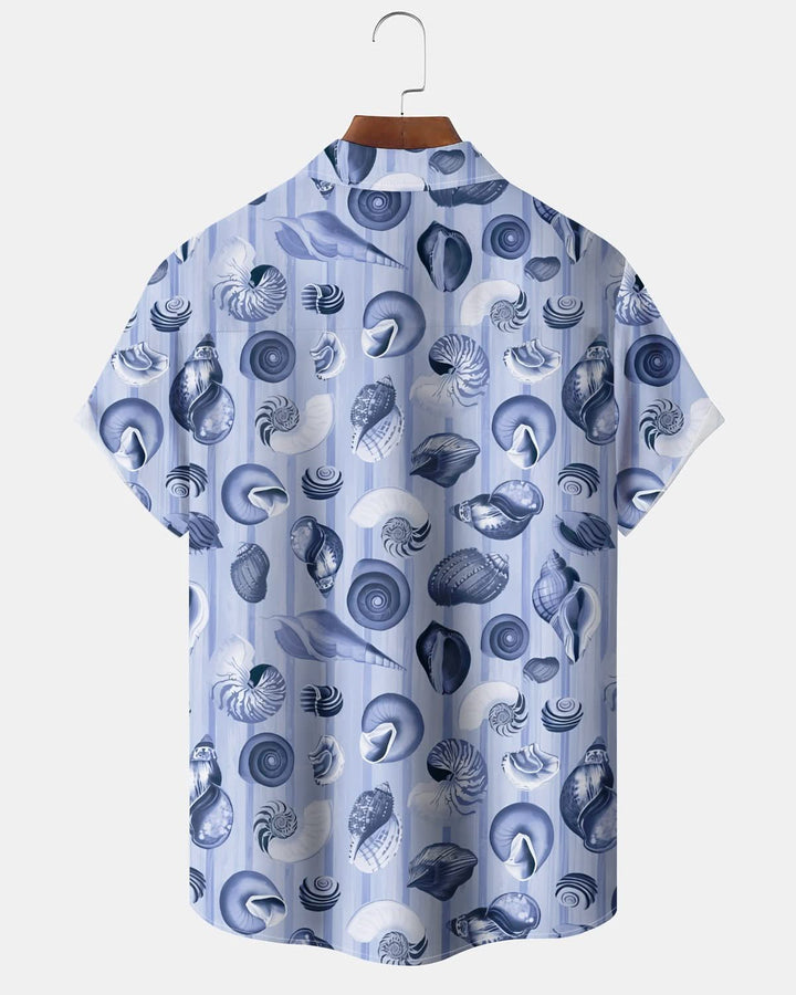 Alohadaddy® Retro Conch Arrangement Art Pocket Elastic Button Men&