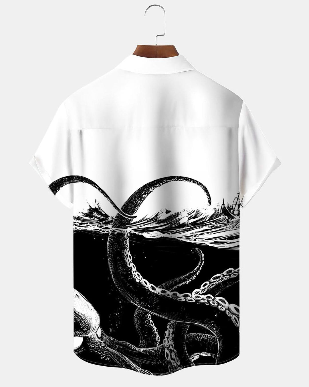 Alohadaddy® Casual Octopus Wave Art Print Pocket Elastic Button Men&