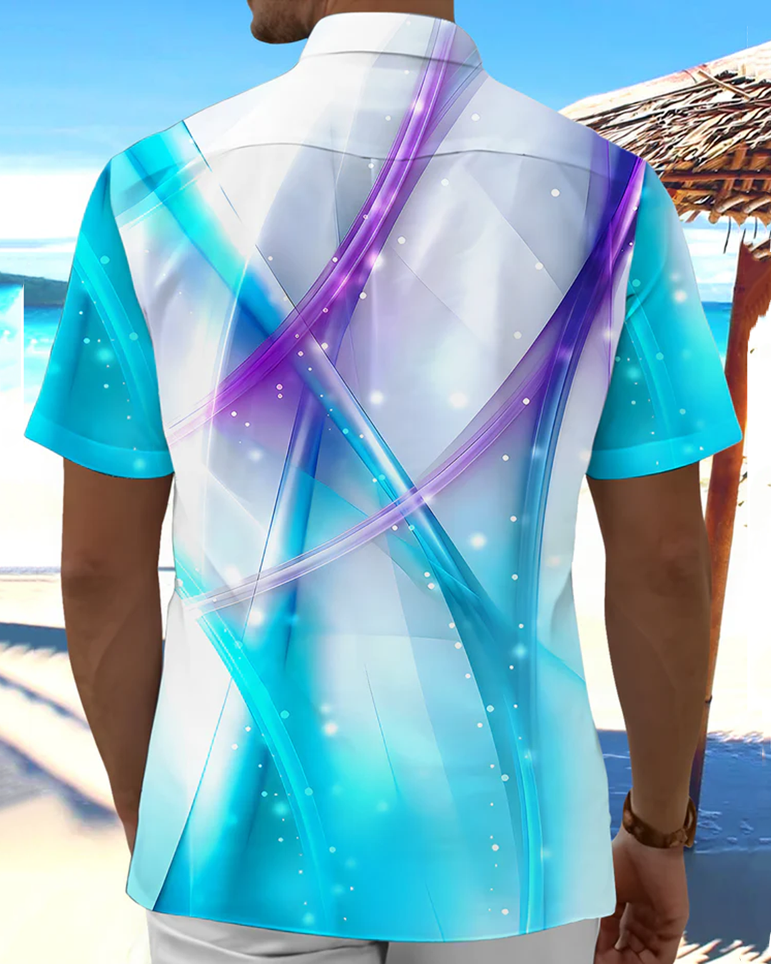 Alohadaddy® Casual Geometric Print Art Button Pocket Cardigan Men&