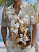 Alohadaddy® Hawaiian Flower Art Print Pockets Moisture Wicking Oversized Stretch Shirt