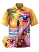 Alohadaddy® Hawaiian Flamingo Print Chest Pocket Stretch Men's Short Sleeve Shirt Big & Tall