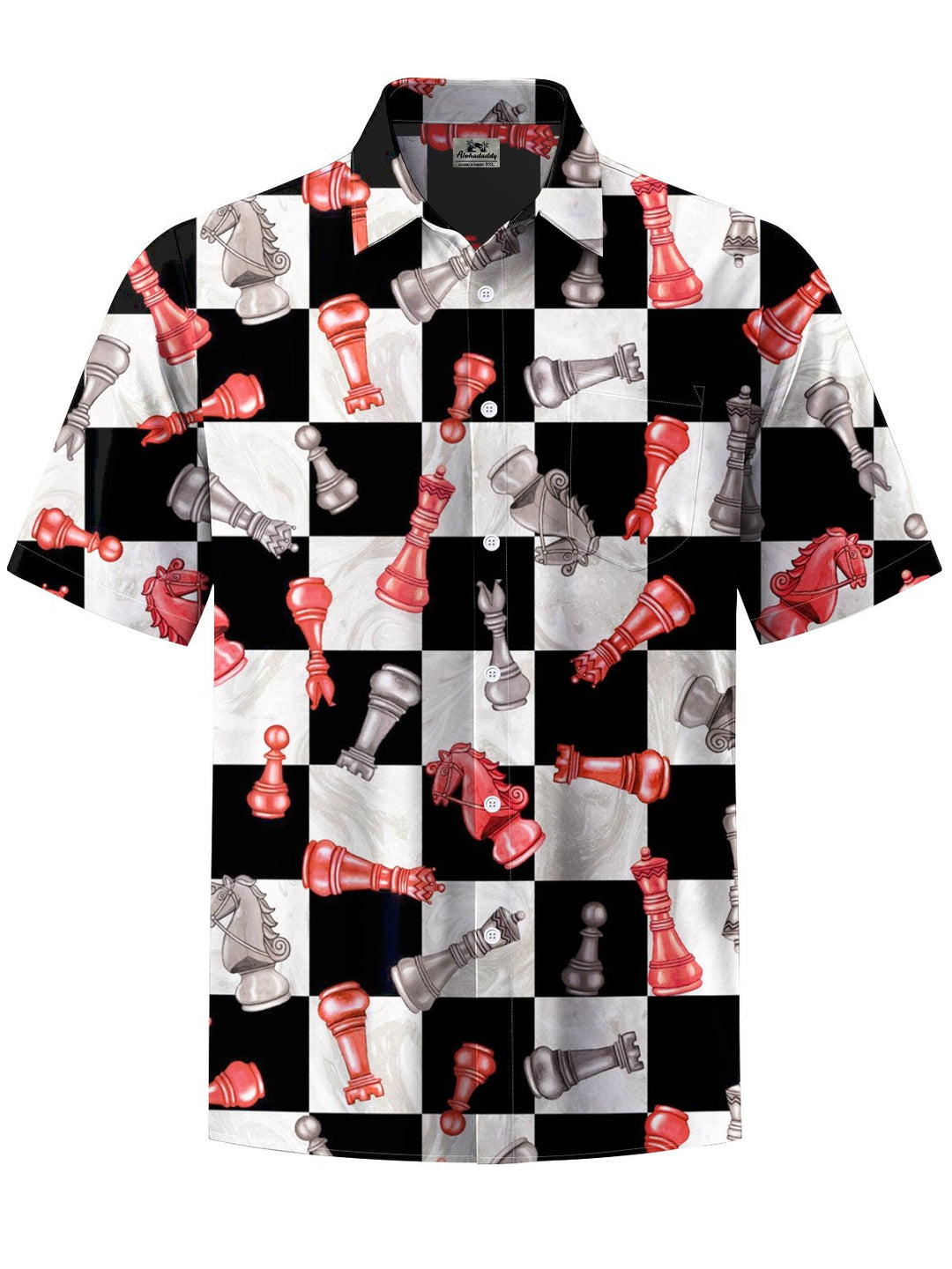 Alohadaddy® Casual Chess Geometric Art Print Chest Pocket Men&