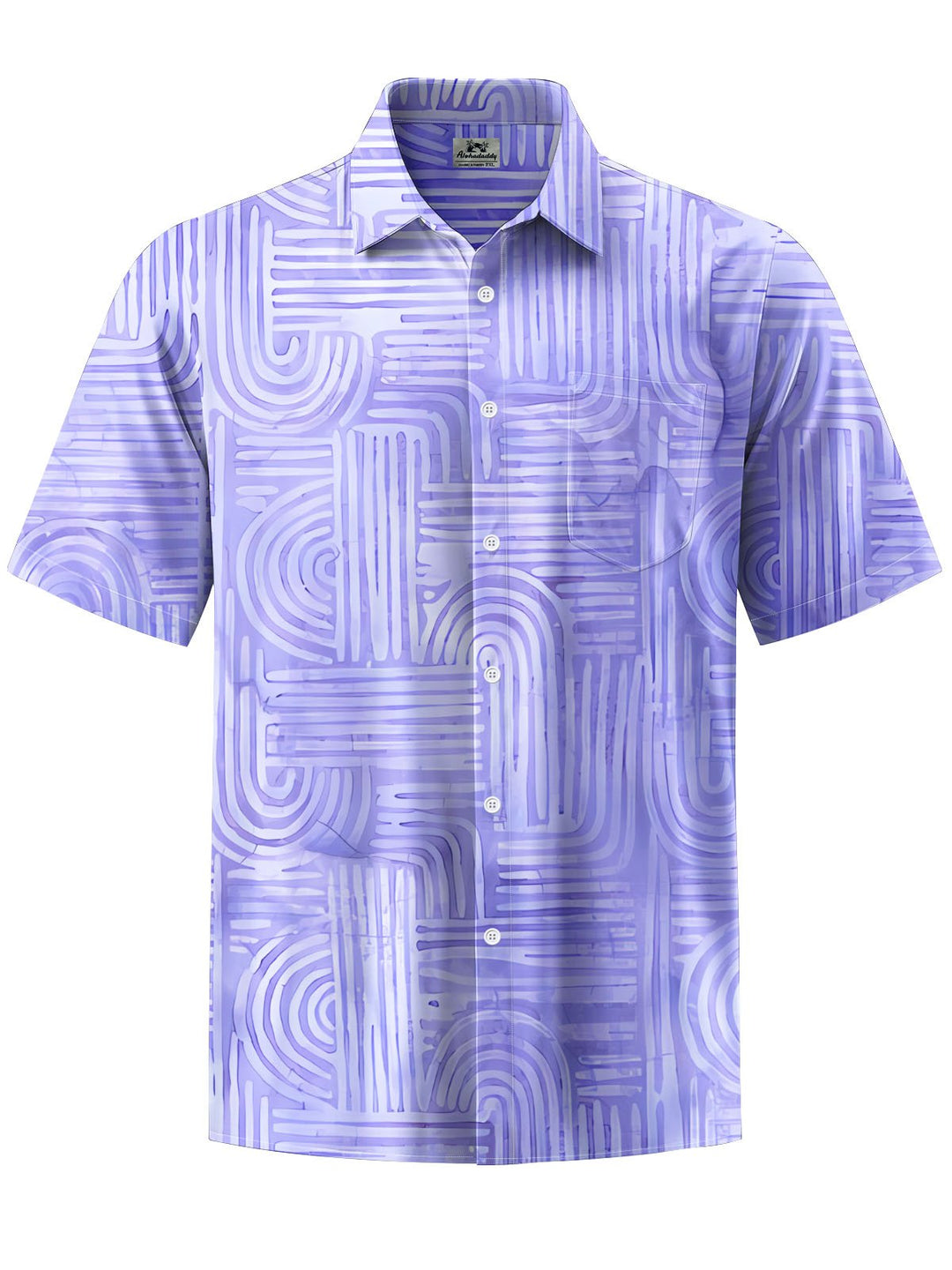 Alohadaddy® Casual Stripe Art Print Chest Pocket Mens Short Sleeve Shirt Big &amp; Tall