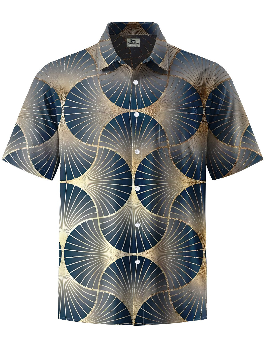 Alohadaddy® Vintage Geometric Pattern Art Print Chest Pocket Men&