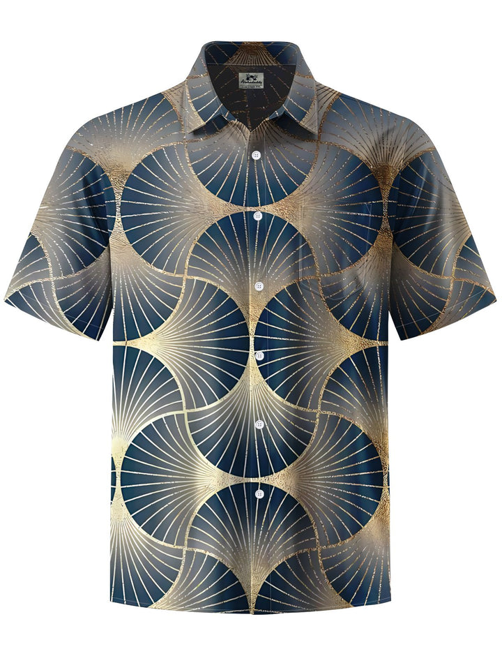 Alohadaddy® Vintage Geometric Pattern Art Print Chest Pocket Men&