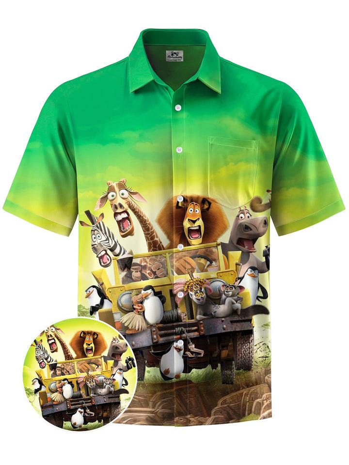 Alohadaddy® Casual Cartoon Animals Gradient Color Print Art Chest Pocket Men&