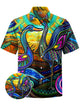 Alohadaddy® Hawaiian Swan Art Print Moisture Wicking Men's Short Sleeve Shirt Big & Tall