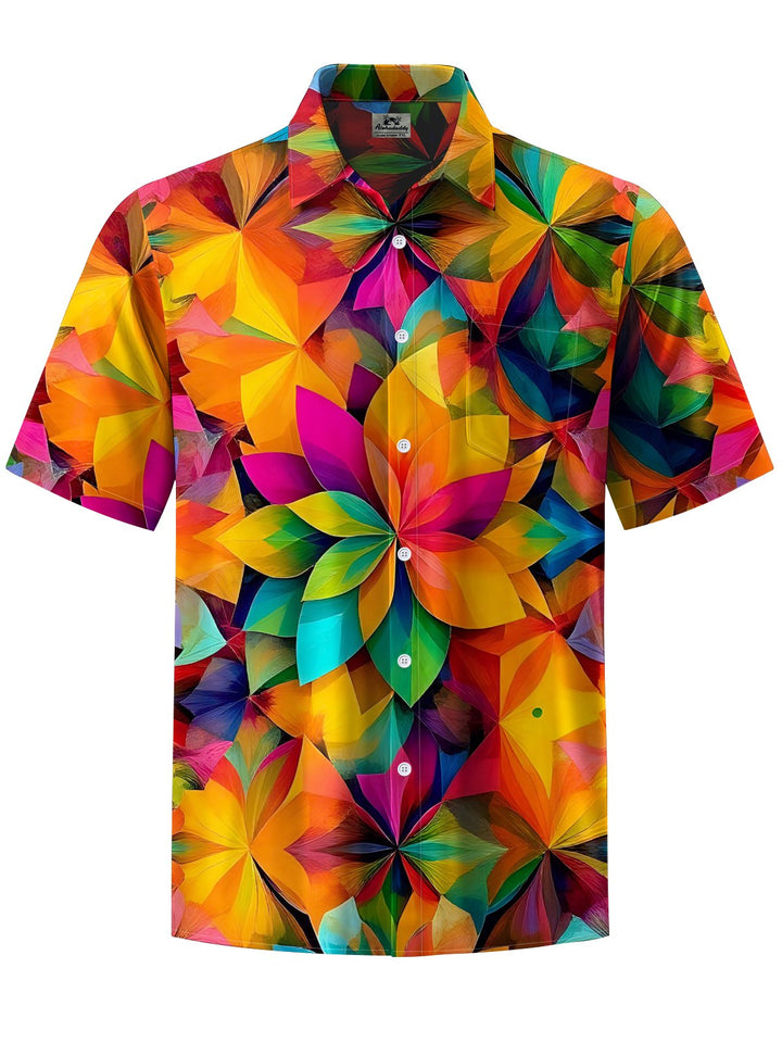 Alohadaddy® Vintage Floral Art Print Moisture-Wicking Chest Pocket Men&