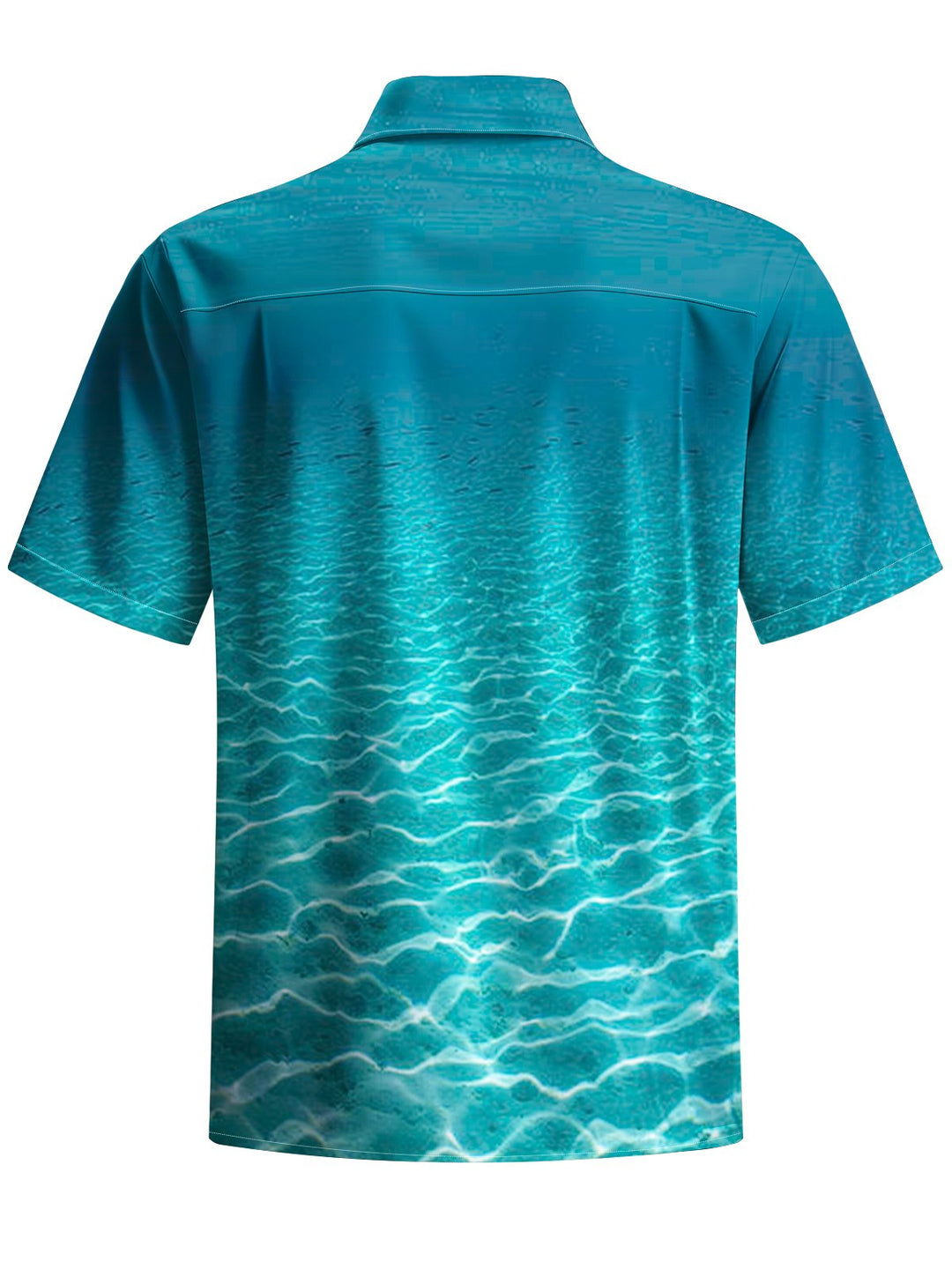 Alohadaddy® Hawaiian Ocean Floor Art Print with Chest Pocket for Men&