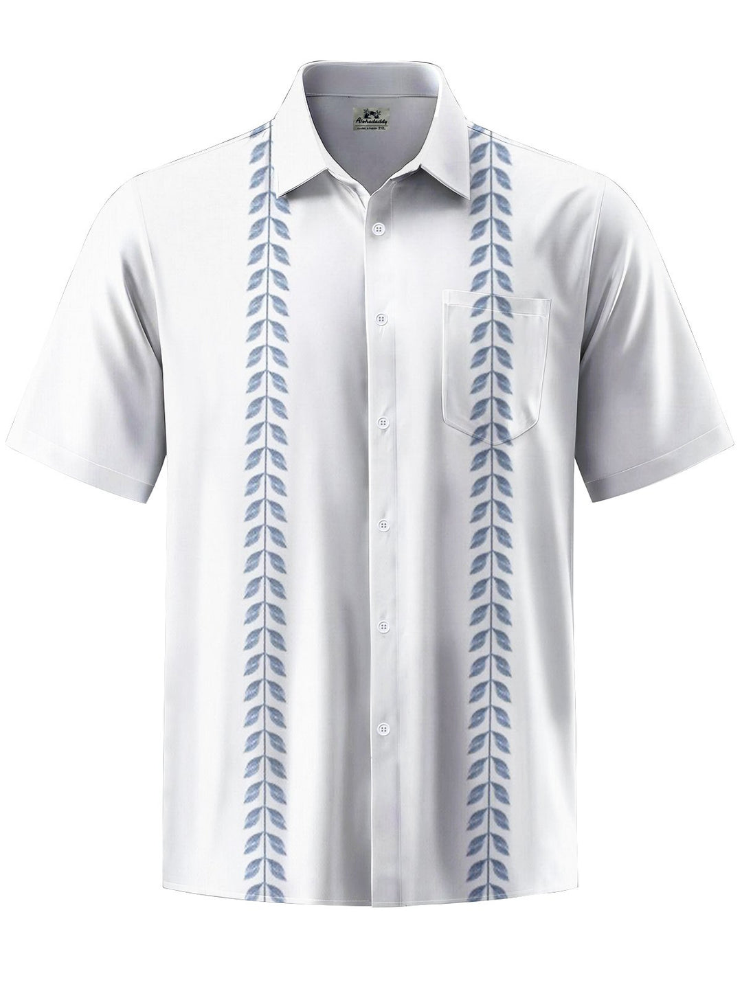 Alohadaddy® Casual Leaf Stripe Art Print Chest Pocket Men&