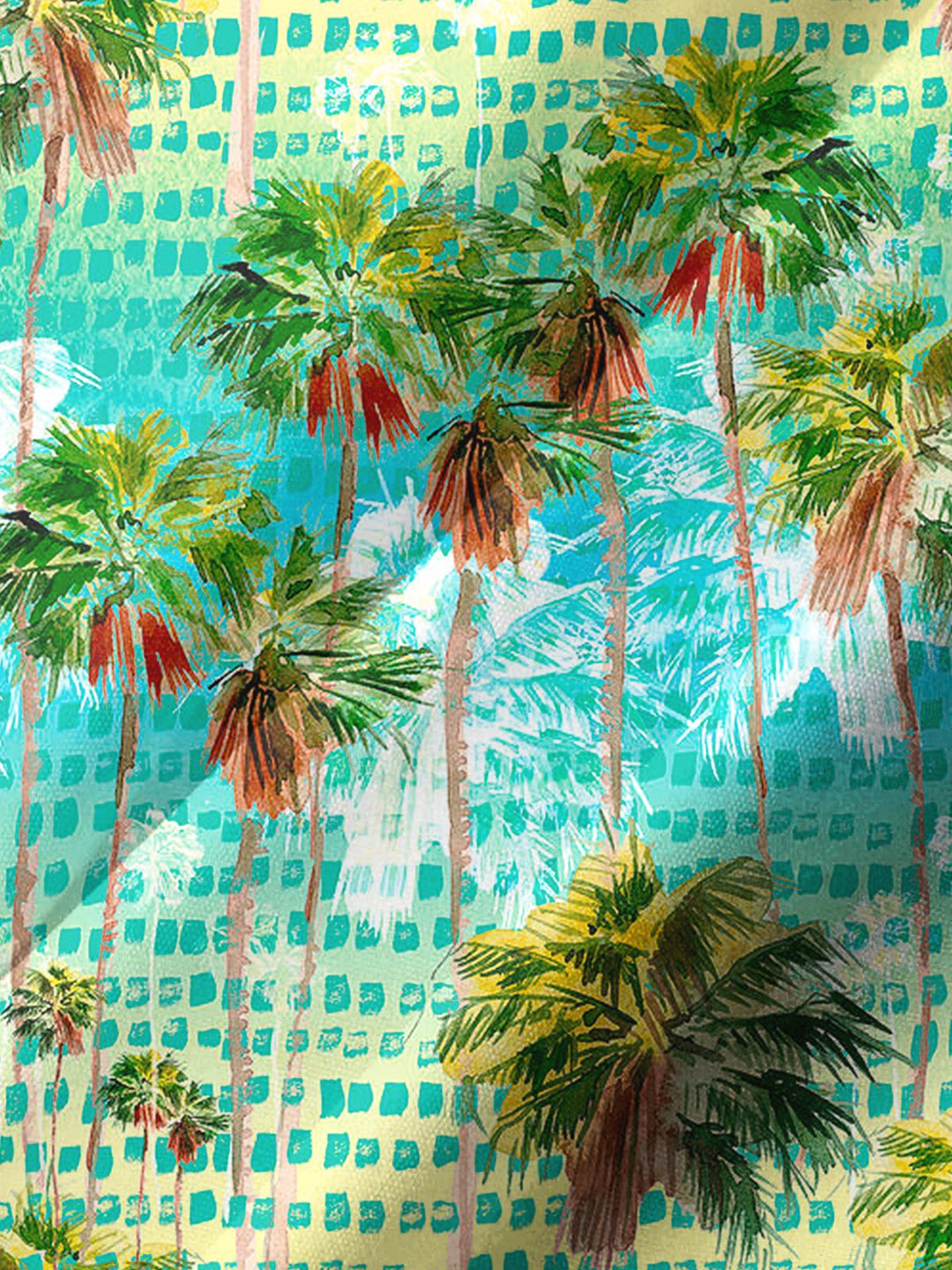 Alohadaddy® Hawaiian Coconut Tree Art Print Chest Pocket Men&
