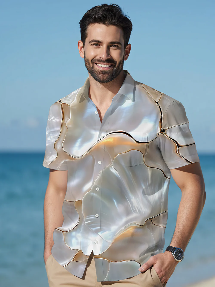 Alohadaddy® Hawaiian Shell Art Print Chest Pocket Men&