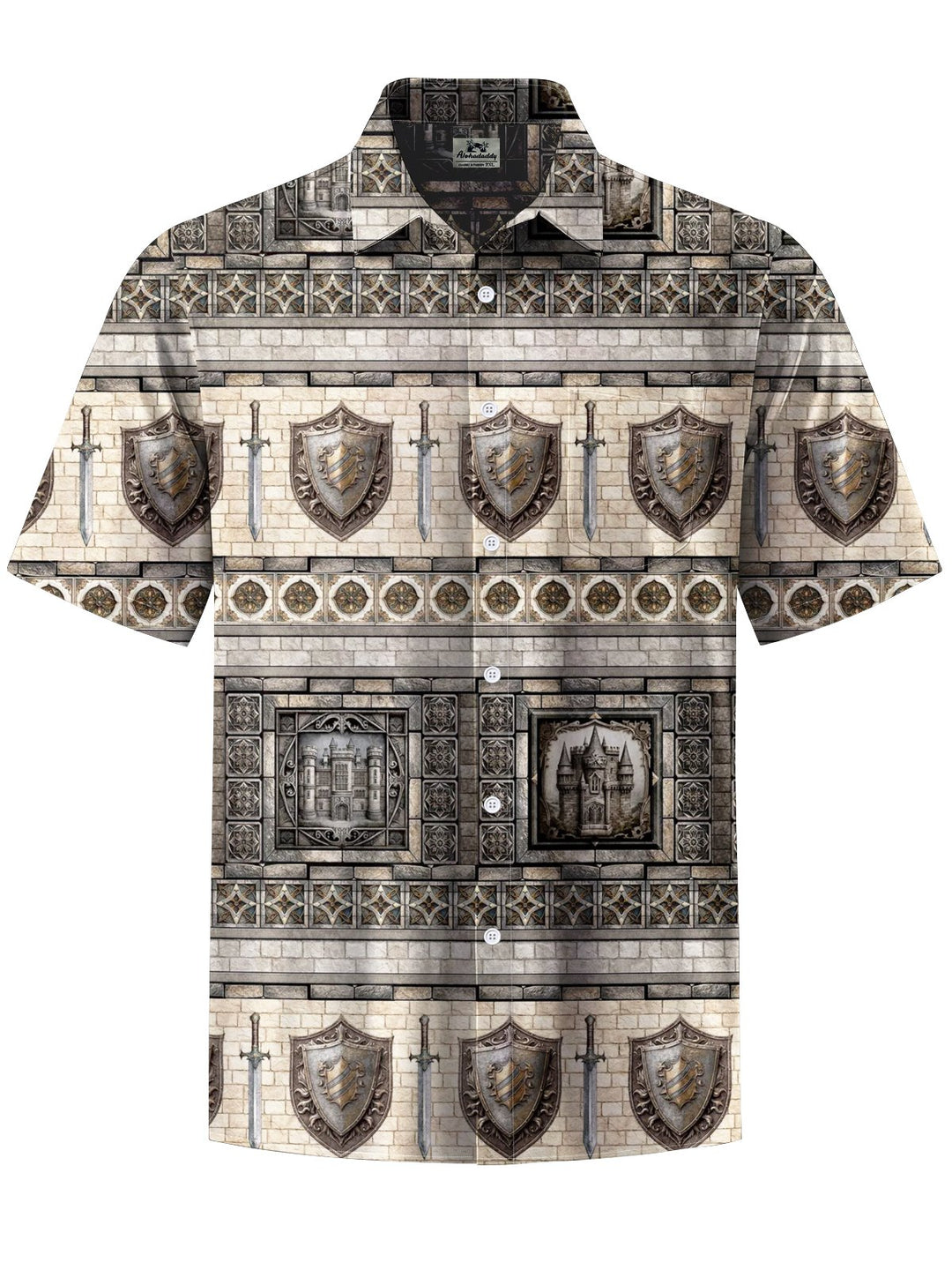 Alohadaddy® Vintage Castle Shield Print Art Pocket Stretch Men&