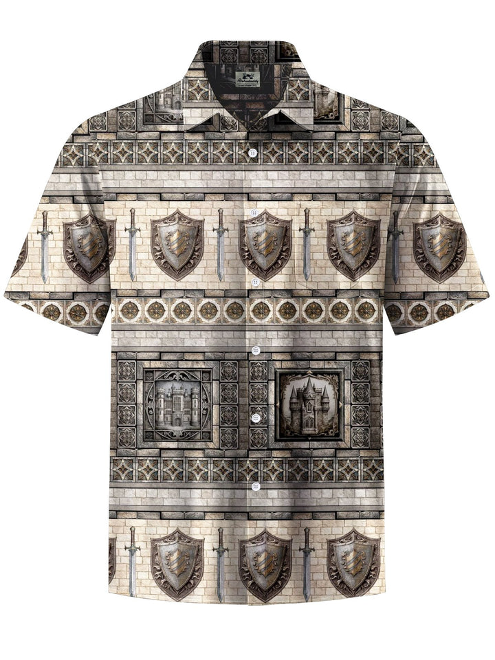 Alohadaddy® Vintage Castle Shield Print Art Pocket Stretch Men&