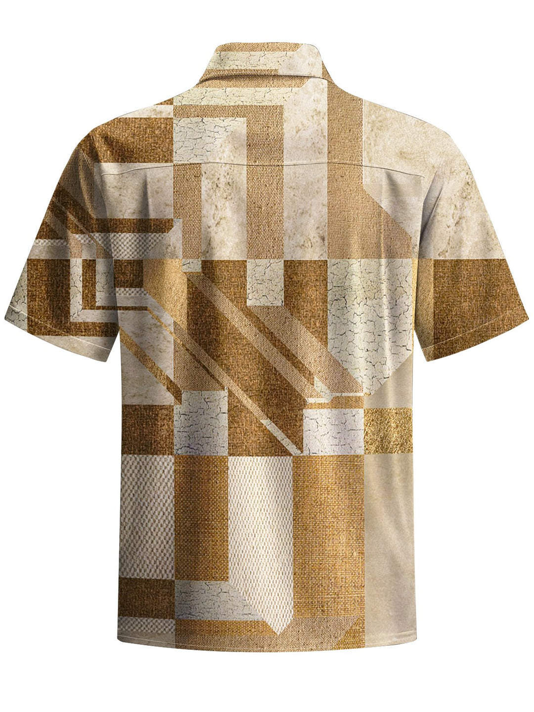 Alohadaddy® Casual Geometric Art Print Chest Pocket Stretch Men&
