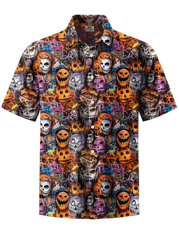 Alohadaddy® Holiday Halloween Skeleton Printed Art Breast Pocket Men&