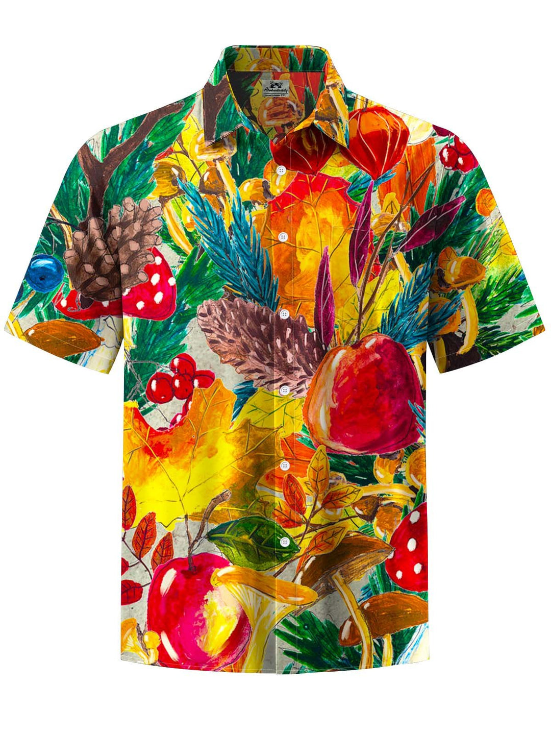 Alohadaddy® Hawaiian Tropical Flora Art Print Chest Pocket Elastic Men&