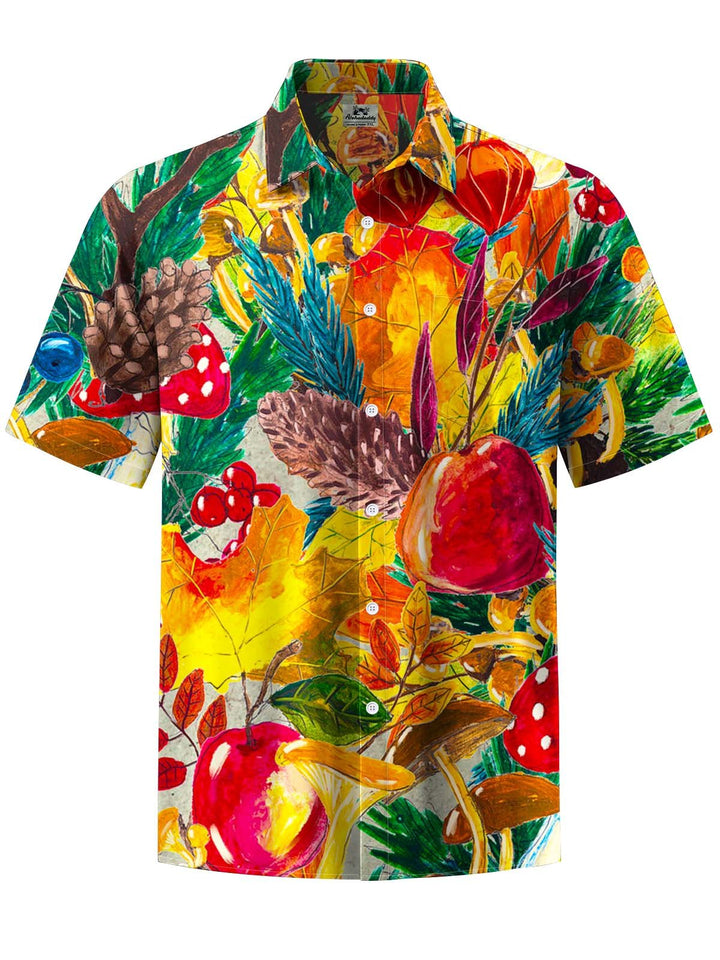 Alohadaddy® Hawaiian Tropical Flora Art Print Chest Pocket Elastic Men&