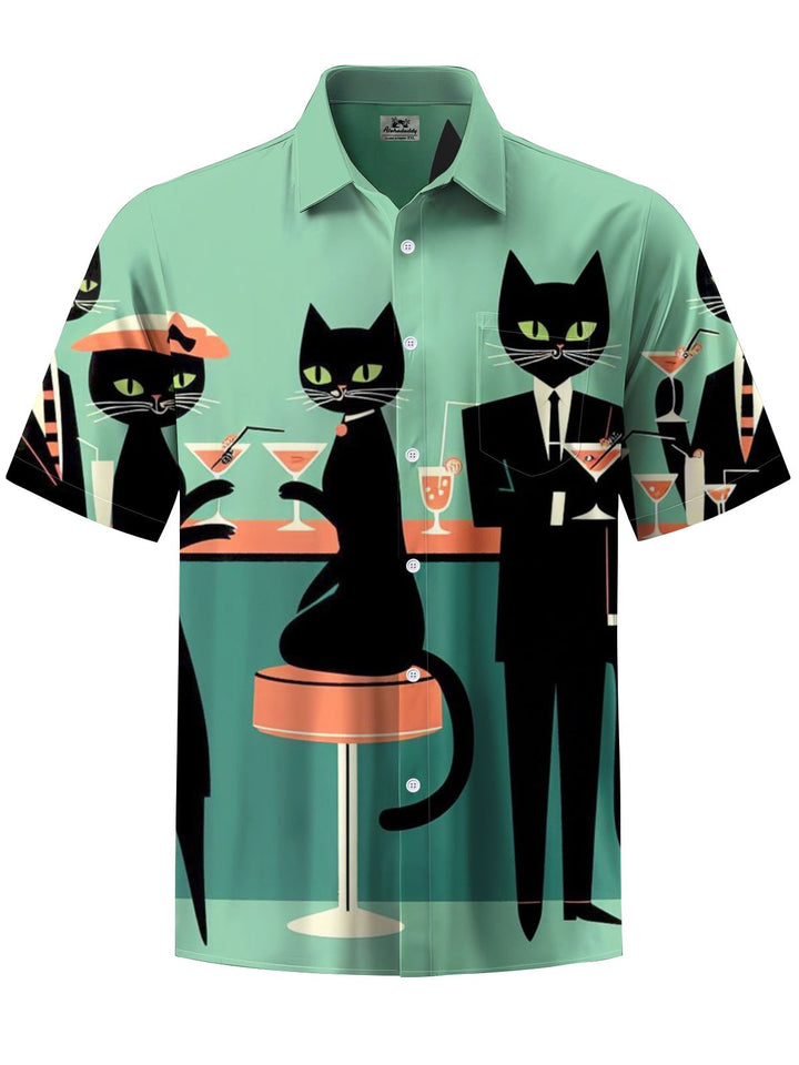 Alohadaddy® Vintage Cat Print Pocket Stretch Men&