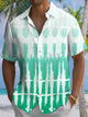 Alohadaddy® Casual Abstract Gradient Print Pocket Button Elastic Men's Short Sleeve Shirt Big & Tall