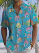 Alohadaddy® Hawaii Coconut Tree House Print Chest Pocket Mens Short Sleeve Shirt Big & Tall