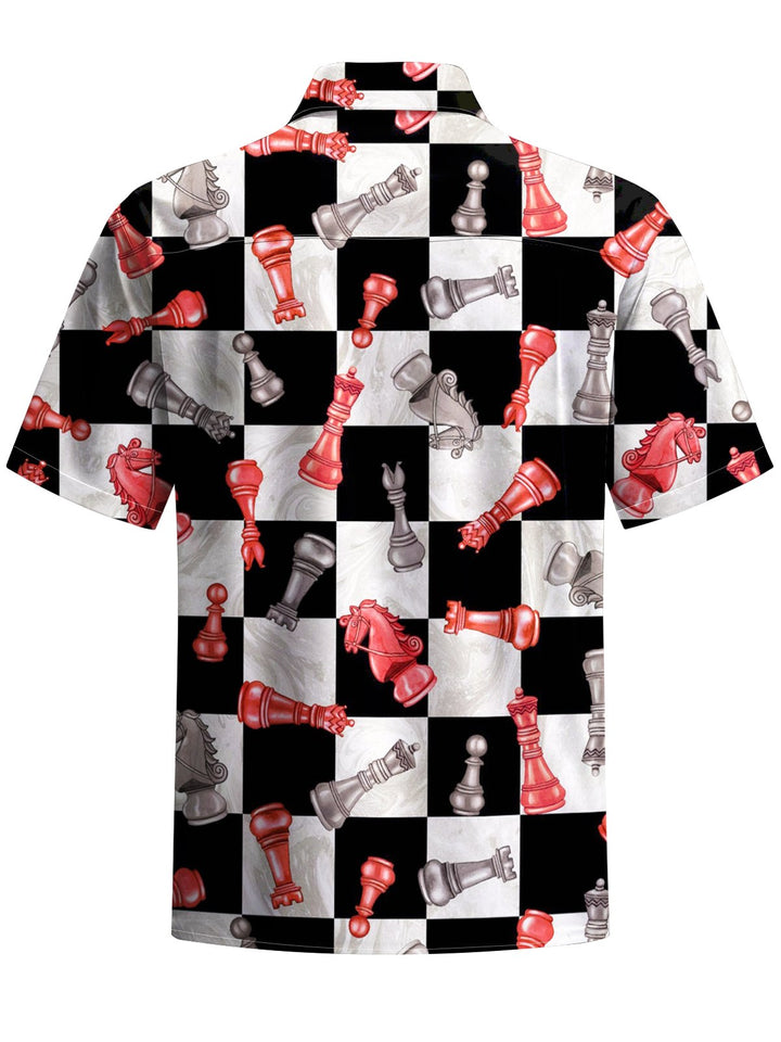 Alohadaddy® Casual Chess Geometric Art Print Chest Pocket Men&