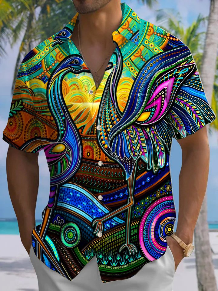 Alohadaddy® Hawaiian Swan Art Print Moisture Wicking Men&