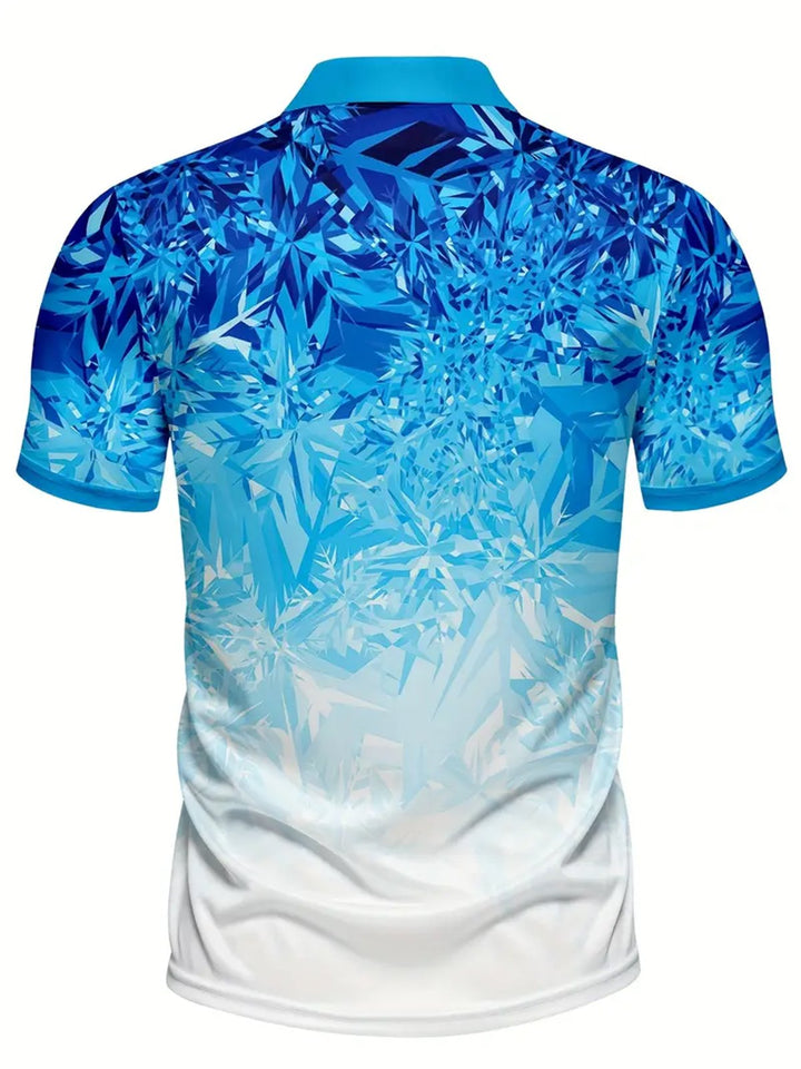 Alohadaddy® Hawaiian Geometric Gradient Art Print Chest Pocket Mens Short Sleeve Polo Shirt Big &amp; Tall