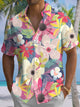 Alohadaddy® Hawaiian Floral Art Print Chest Pocket Men's Short Sleeve Shirt Big & Tall
