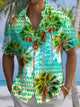 Alohadaddy® Hawaiian Coconut Tree Art Print Chest Pocket Men's Short Sleeve Shirt Big & Tall