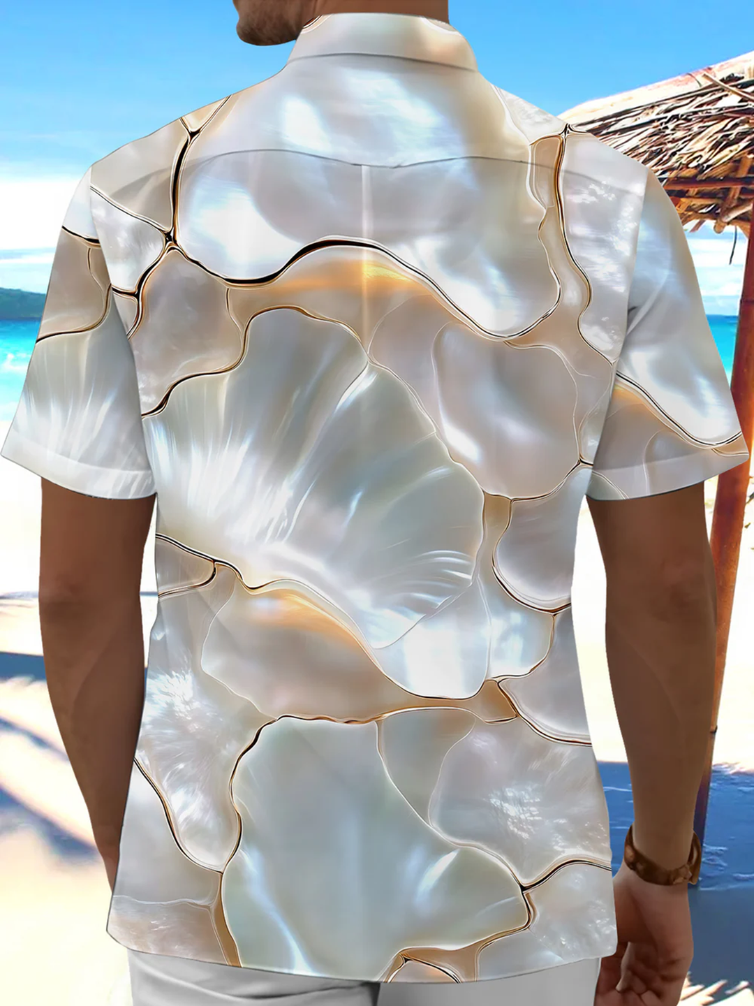 Alohadaddy® Hawaiian Shell Art Print Chest Pocket Men&