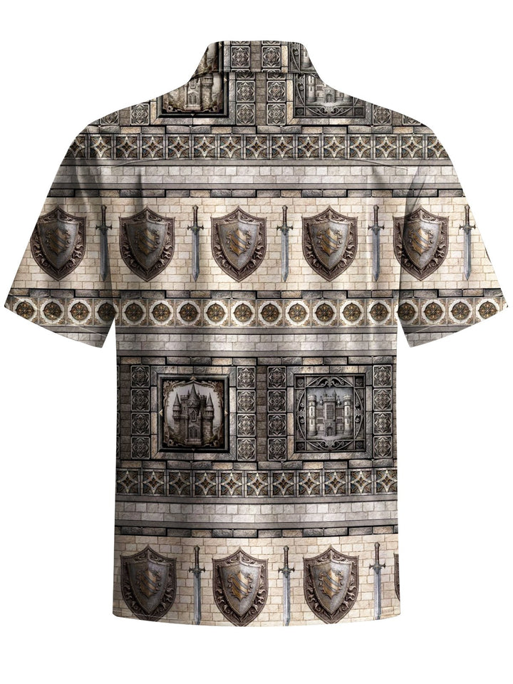 Alohadaddy® Vintage Castle Shield Print Art Pocket Stretch Men&