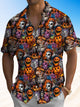 Alohadaddy® Holiday Halloween Skeleton Printed Art Breast Pocket Men's Short Sleeve Shirt Big & Tall