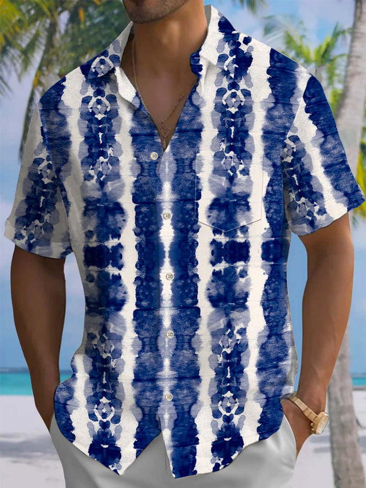 Alohadaddy® Casual Tie-Dye Stripe Print Art Pocket Stretch Men&