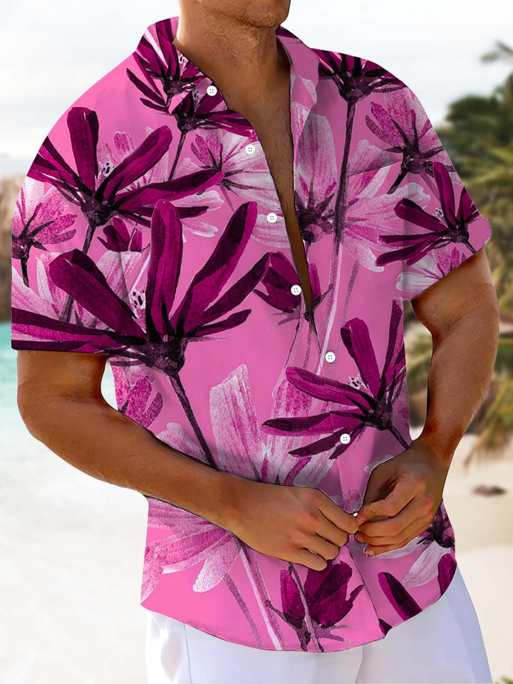 Alohadaddy® Vintage Floral Art Print Chest Pocket Men&
