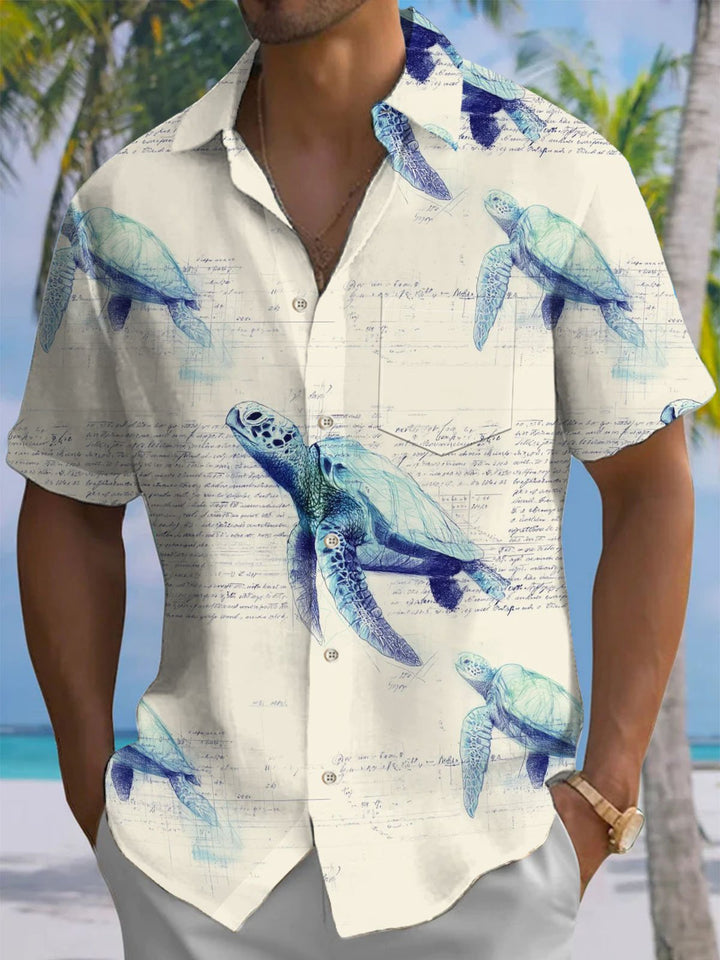 Alohadaddy® Casual Turtle Print Art Pocket Stretch Men&