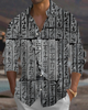 Alohadaddy® Vintage Egyptian Hieroglyphic Print Art Pockets with Elastic Buttons Men's Short-Sleeve Shirt Big & Tall