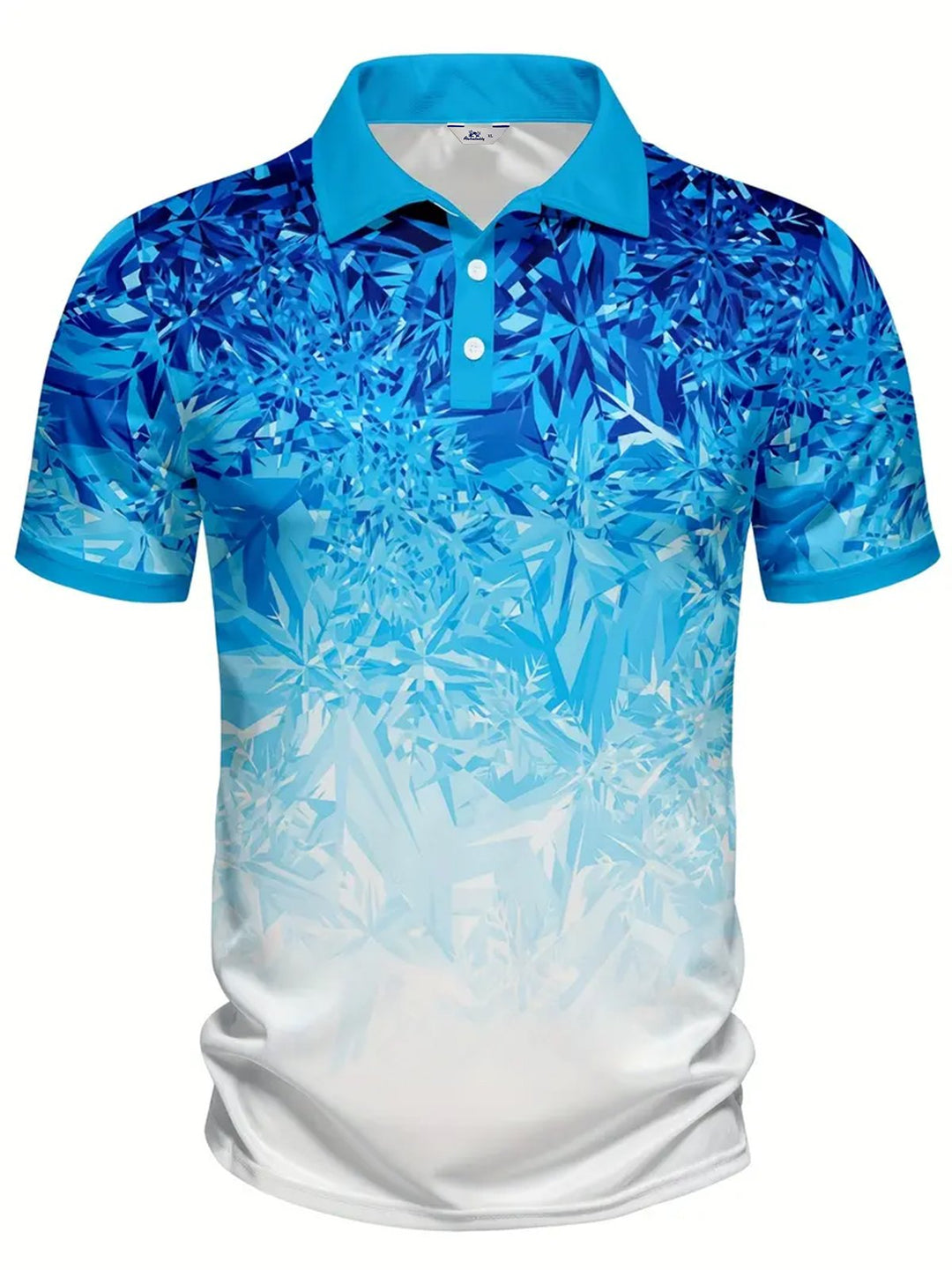 Alohadaddy® Hawaiian Geometric Gradient Art Print Chest Pocket Mens Short Sleeve Polo Shirt Big &amp; Tall