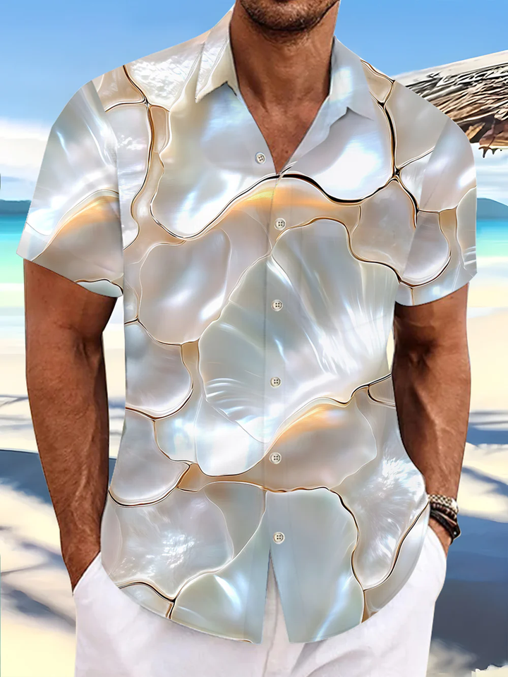 Alohadaddy® Hawaiian Shell Art Print Chest Pocket Men&
