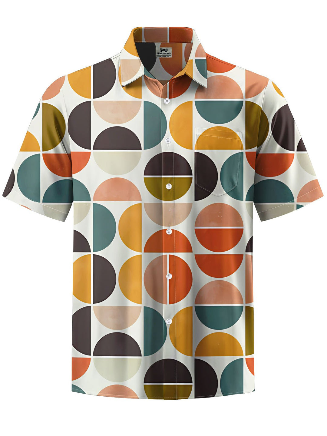 Alohadaddy® Vintage Geometric Print Chest Pocket Men&