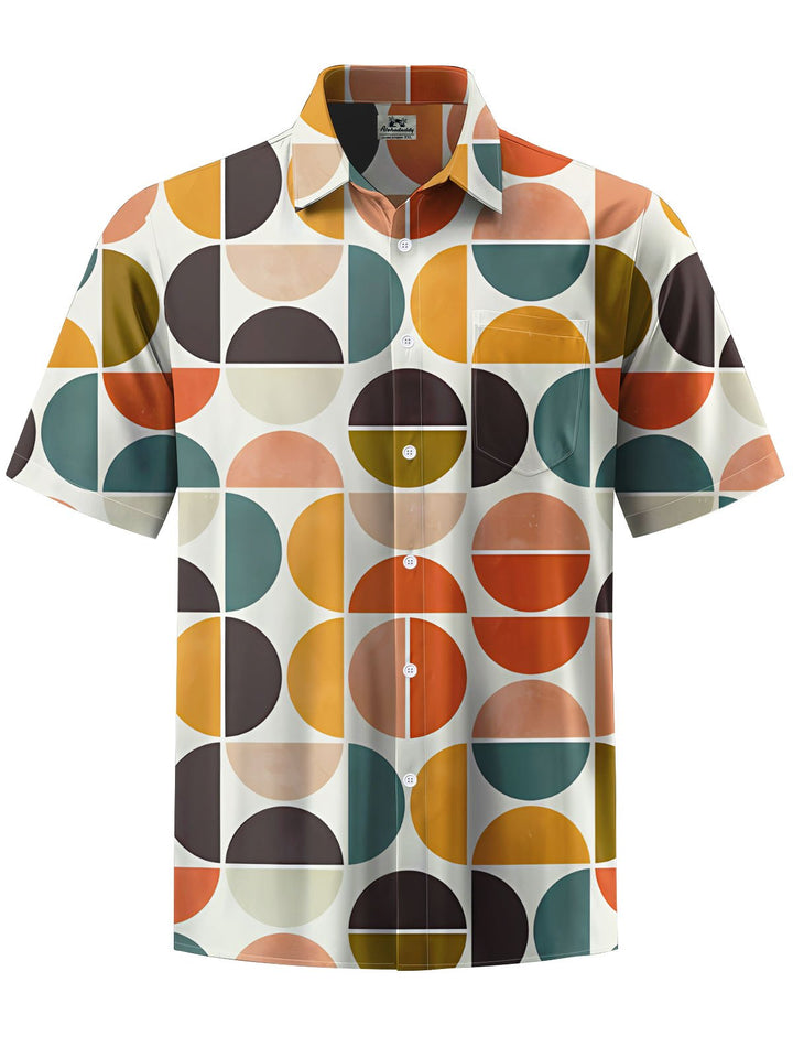 Alohadaddy® Vintage Geometric Print Chest Pocket Men&