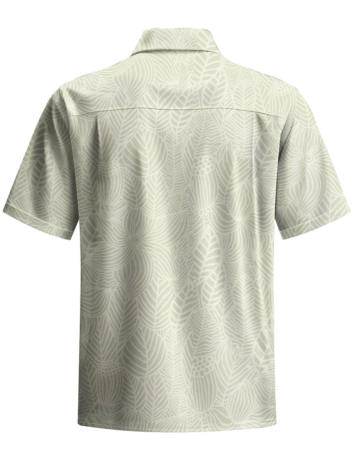 Alohadaddy® Hawaiian Leaf Art Print Chest Pocket Mens Short Sleeve Shirt Big &amp; Tall