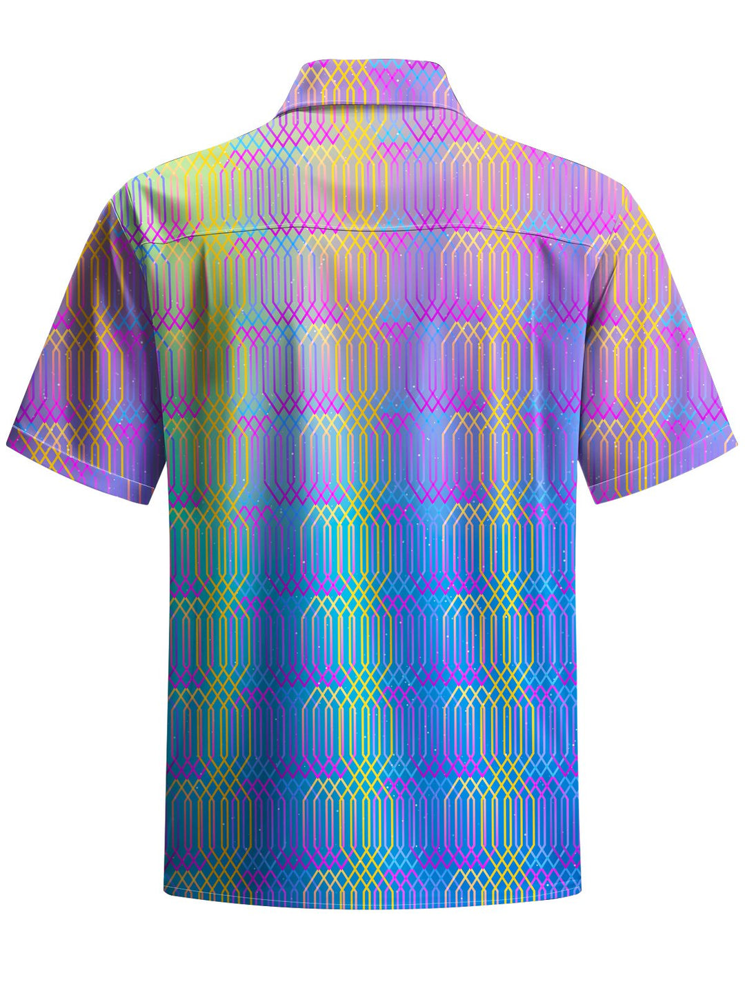 Alohadaddy® Casual Geometric Gradient Art Print Chest Pocket Mens Short Sleeve Shirt Big &amp; Tall